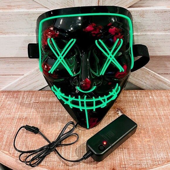 Halloween Mask LED Light Up The Purge Movie Scary Festival Mask - Picture 1 of 3